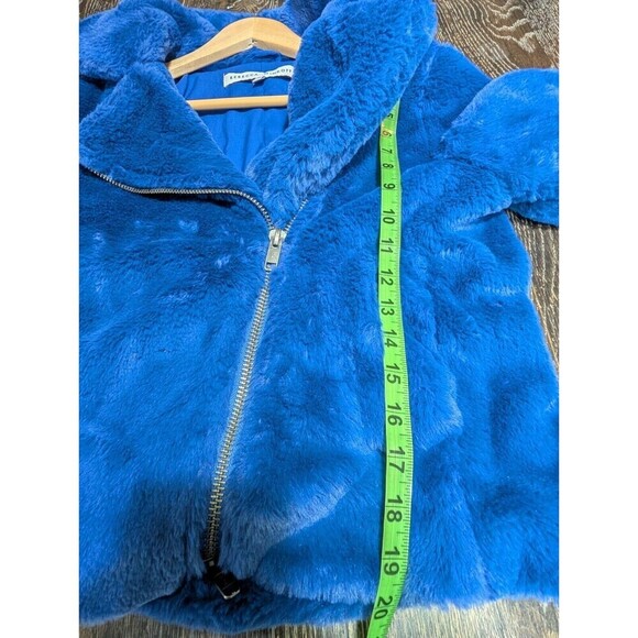 Rebecca Minkoff Henderson Faux Fur Zip Front Jacket Royal Blue Small - Picture 6 of 8